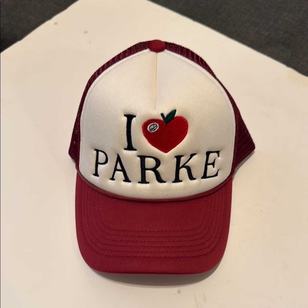 Parke Red and White 'I Love Parke' Trucker Hat